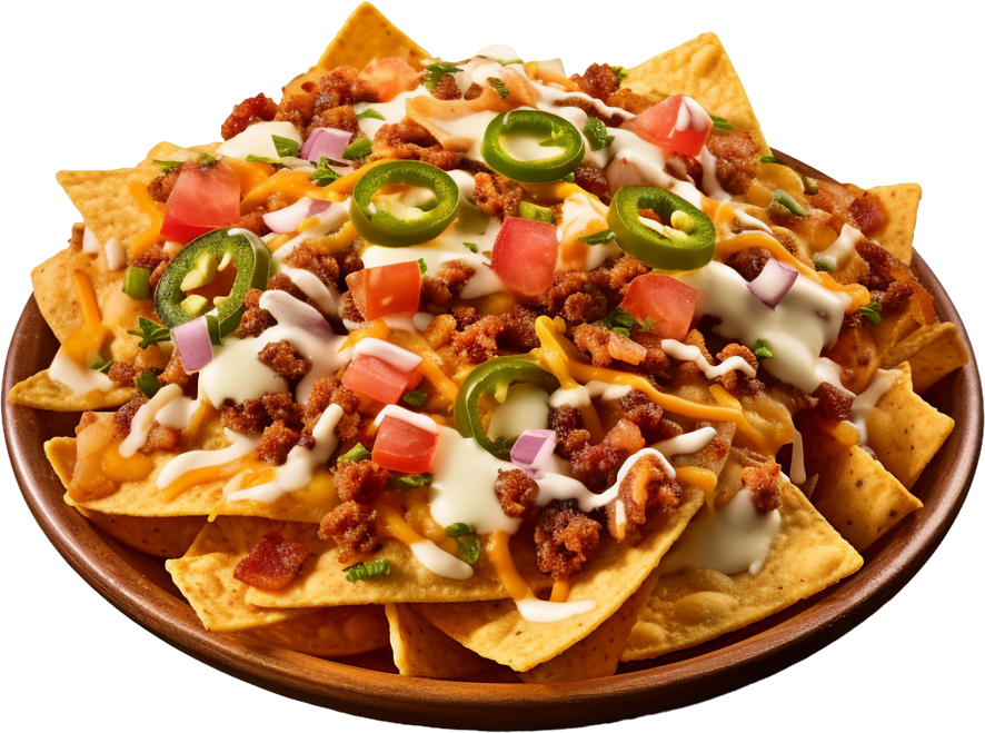 Loaded nachos. transparent background